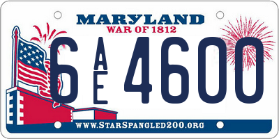 MD license plate 6AE4600