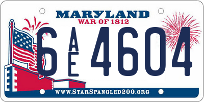 MD license plate 6AE4604