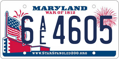 MD license plate 6AE4605