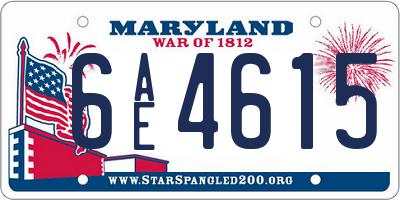MD license plate 6AE4615