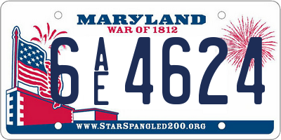 MD license plate 6AE4624