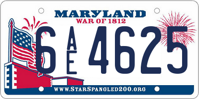 MD license plate 6AE4625