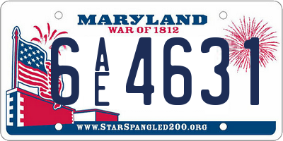 MD license plate 6AE4631