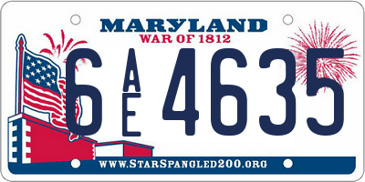 MD license plate 6AE4635