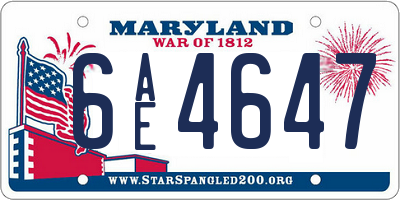 MD license plate 6AE4647