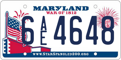 MD license plate 6AE4648