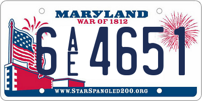 MD license plate 6AE4651