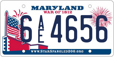 MD license plate 6AE4656