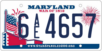 MD license plate 6AE4657