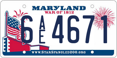 MD license plate 6AE4671