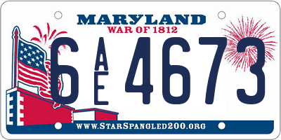 MD license plate 6AE4673