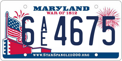 MD license plate 6AE4675