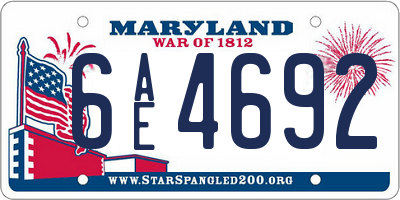 MD license plate 6AE4692