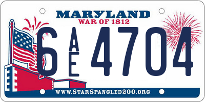 MD license plate 6AE4704