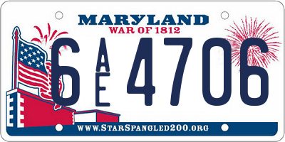MD license plate 6AE4706