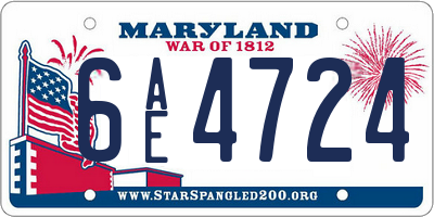MD license plate 6AE4724