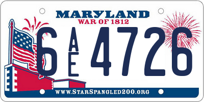MD license plate 6AE4726