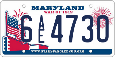 MD license plate 6AE4730