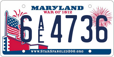 MD license plate 6AE4736