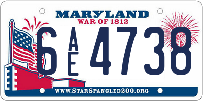 MD license plate 6AE4738