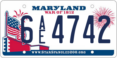 MD license plate 6AE4742