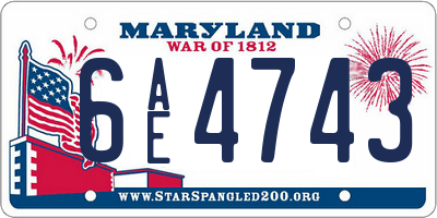 MD license plate 6AE4743