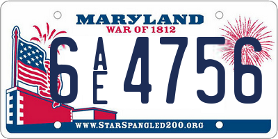 MD license plate 6AE4756