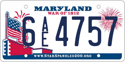 MD license plate 6AE4757