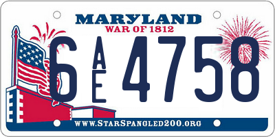 MD license plate 6AE4758