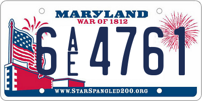 MD license plate 6AE4761