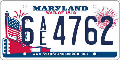 MD license plate 6AE4762