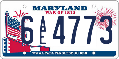MD license plate 6AE4773