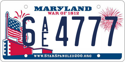 MD license plate 6AE4777