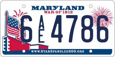 MD license plate 6AE4786