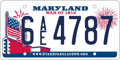 MD license plate 6AE4787