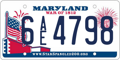 MD license plate 6AE4798