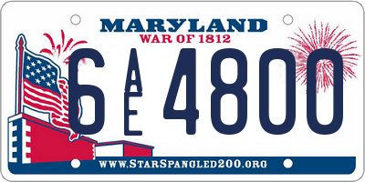 MD license plate 6AE4800