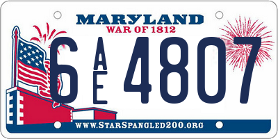 MD license plate 6AE4807