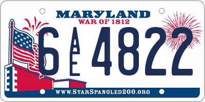 MD license plate 6AE4822
