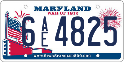 MD license plate 6AE4825