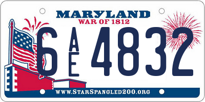 MD license plate 6AE4832