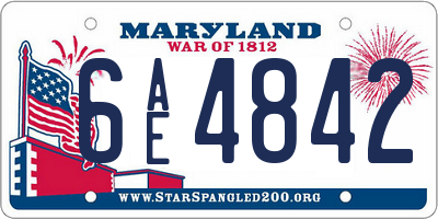 MD license plate 6AE4842