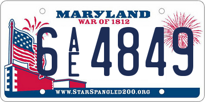 MD license plate 6AE4849