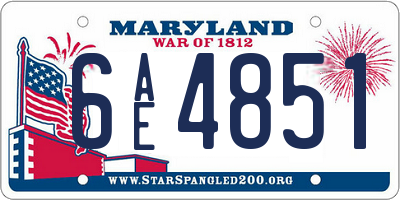 MD license plate 6AE4851