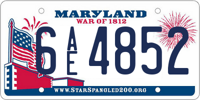 MD license plate 6AE4852