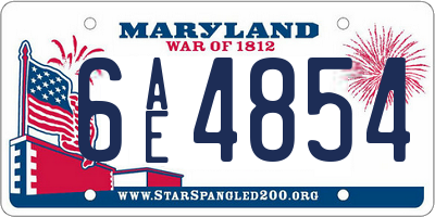 MD license plate 6AE4854