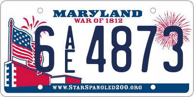 MD license plate 6AE4873