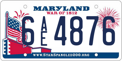 MD license plate 6AE4876