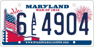 MD license plate 6AE4904