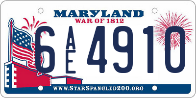 MD license plate 6AE4910